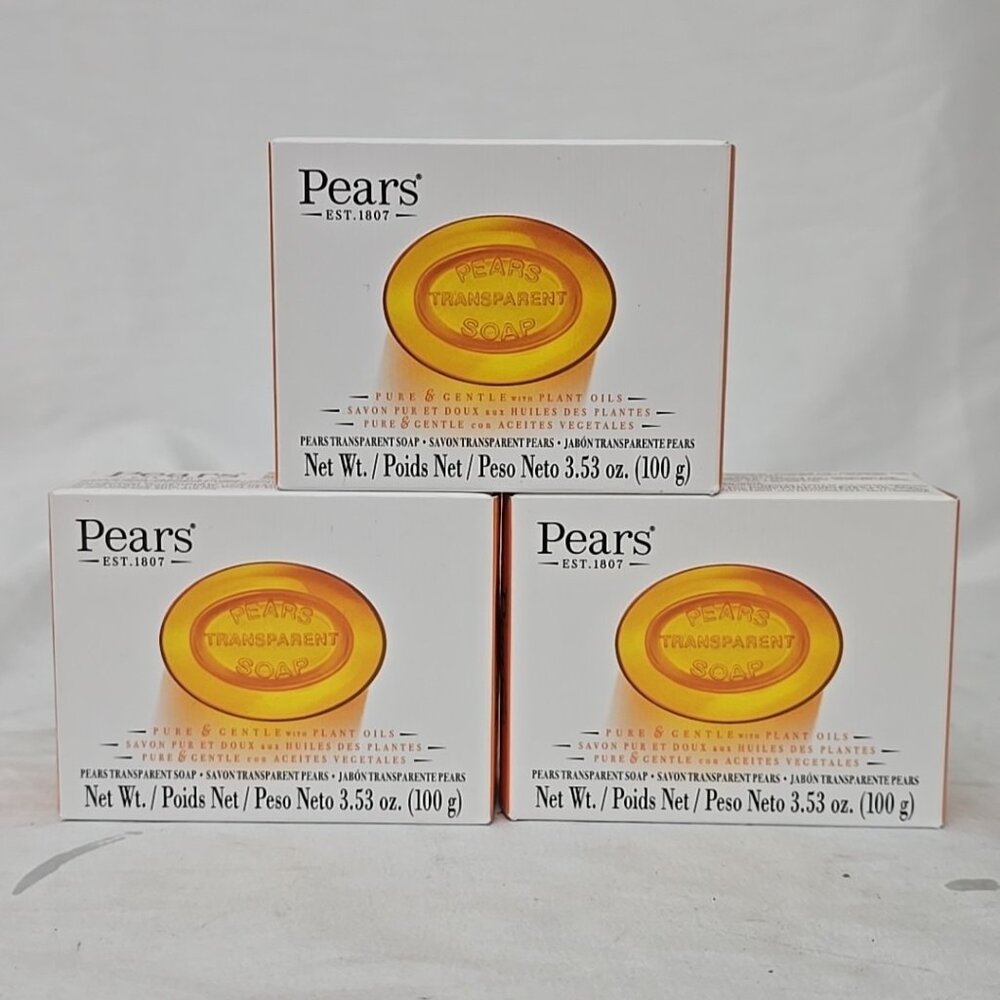 3 Pack Pears Pure & Gentle Transparent Soap 100g 3.5 oz. Bar Soap Glycerin